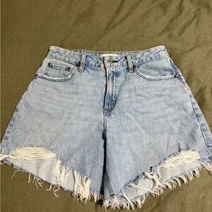 Abercrombie & Fitch Light Blue Distressed High-Rise Jean Shorts
